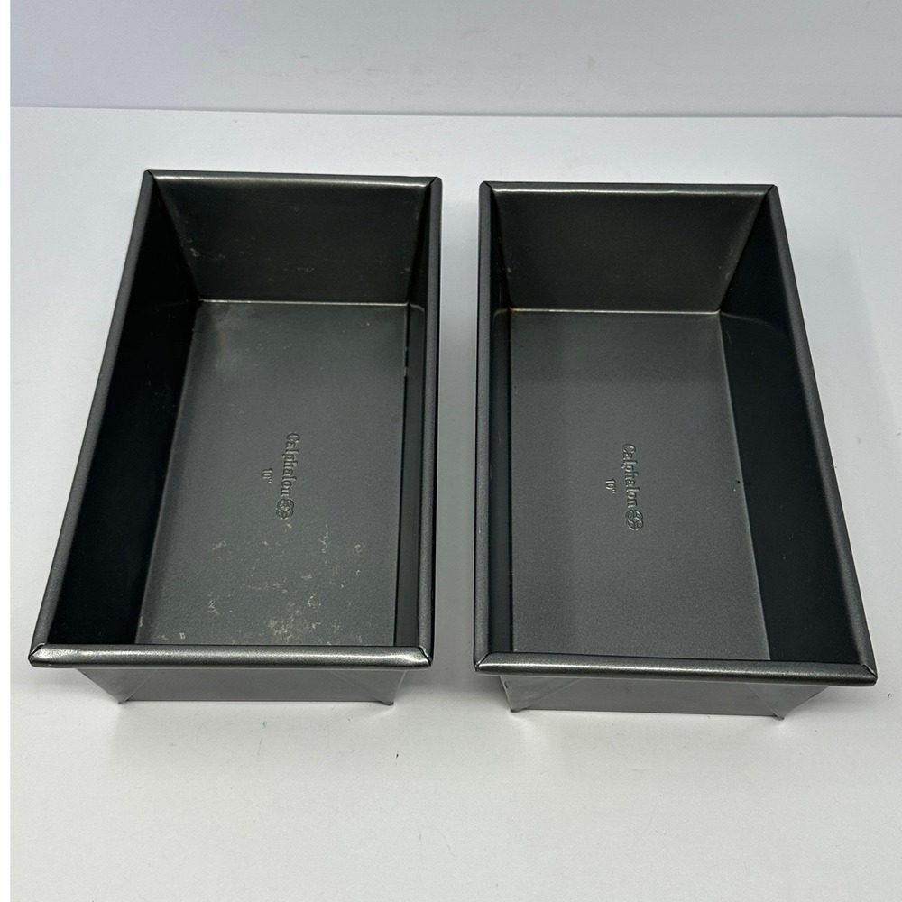 Calphalon 10 Inch Loaf Pan Set of 2 Dark Grey Nonstick Steel Bread Bakeware B9